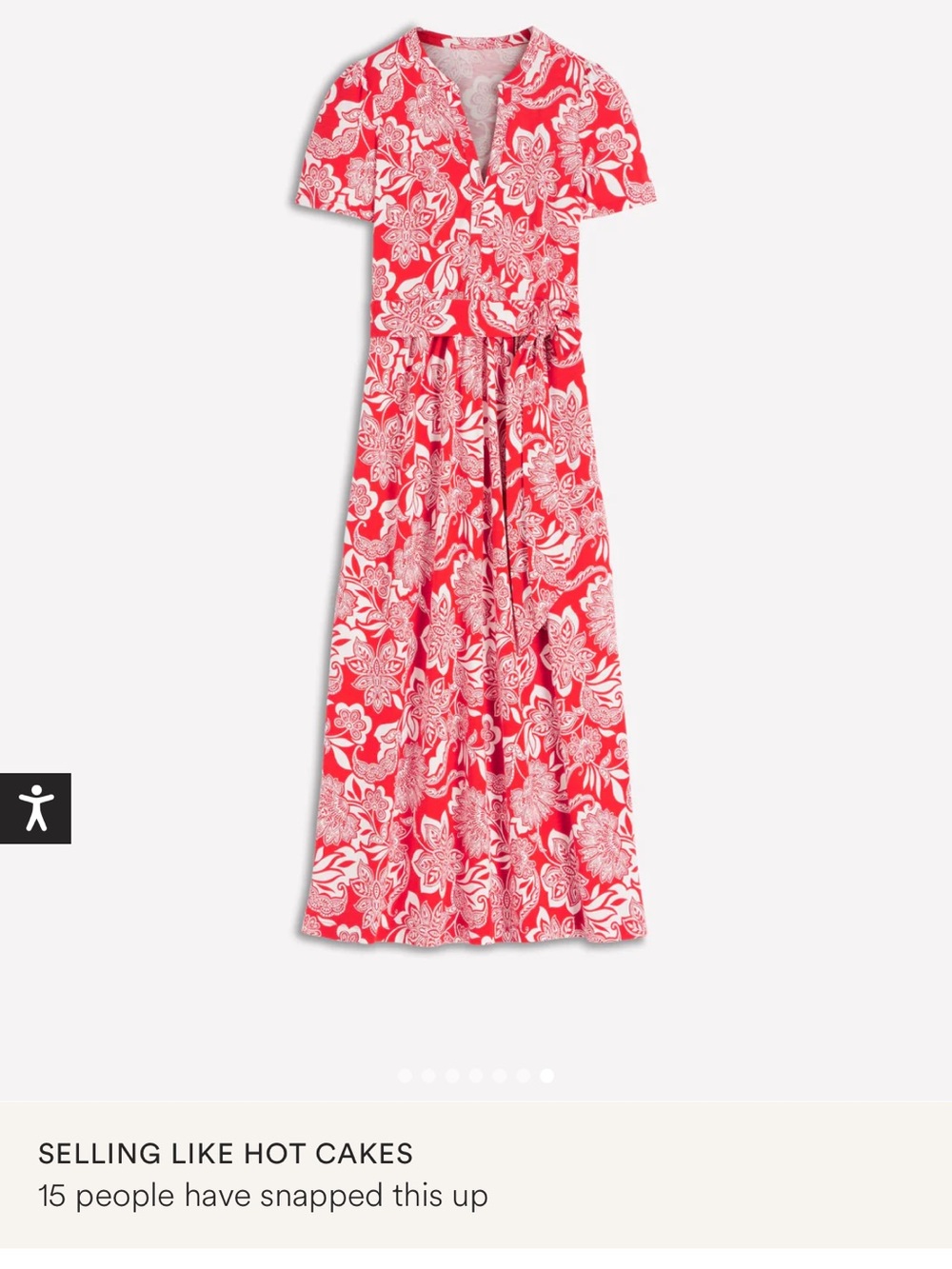 Red & White Floral Button Front Maxi Dress